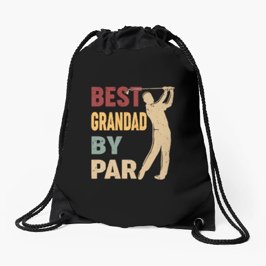 Best Grandad By Par Funny Golf Vintage Drawstring Bags
