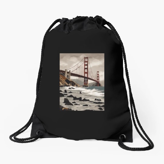 Golden Gate Bridge California Drawstring Bags, Golden Gate