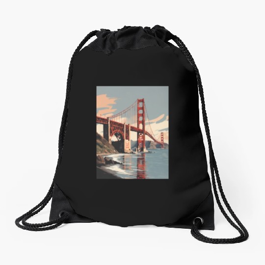 Golden Gate Bridge California Drawstring Bags, Golden Gate