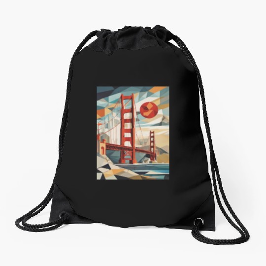 Golden Gate Bridge California Drawstring Bags, Golden Gate
