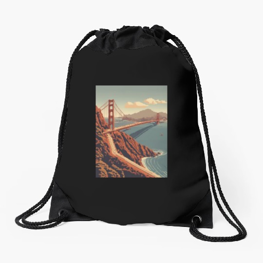 Golden Gate Bridge California Drawstring Bags, Golden Gate