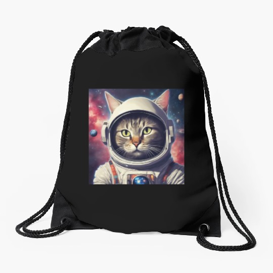 space cat Drawstring Bags