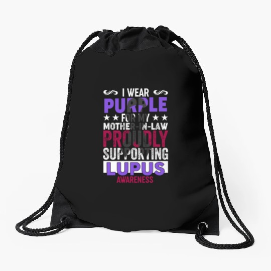 I wear Purple for my Mother-in-Law Lupus Awareness Drawstring Bags