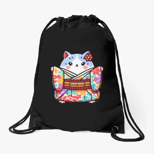 Japanese cat or Neko Drawstring Bags