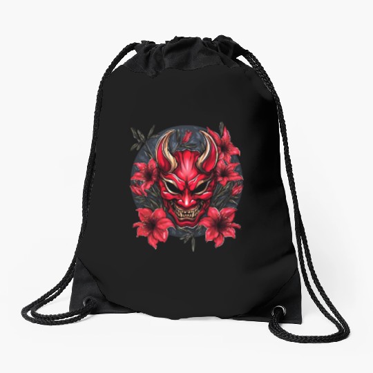 Hannya Red Lily Drawstring Bags