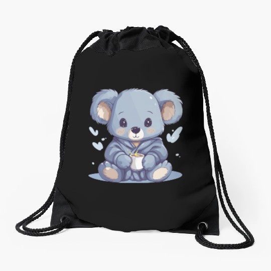 Chibi Koala in Pajamas Drawstring Bags
