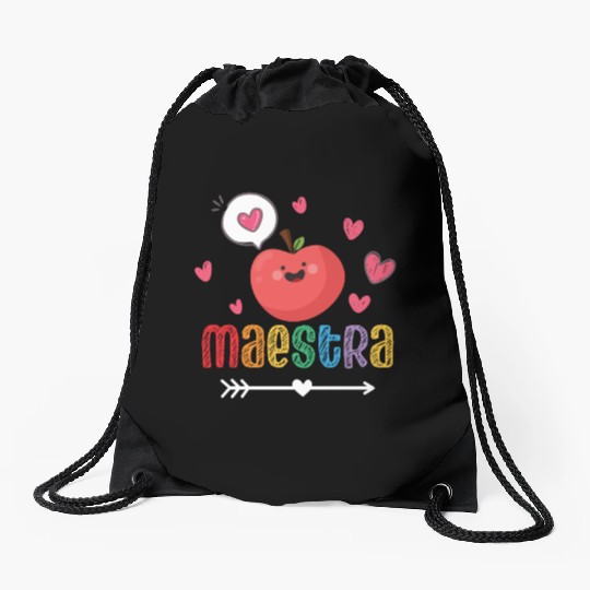 Maestra Bilingual Spanish Teacher team Drawstring Bags