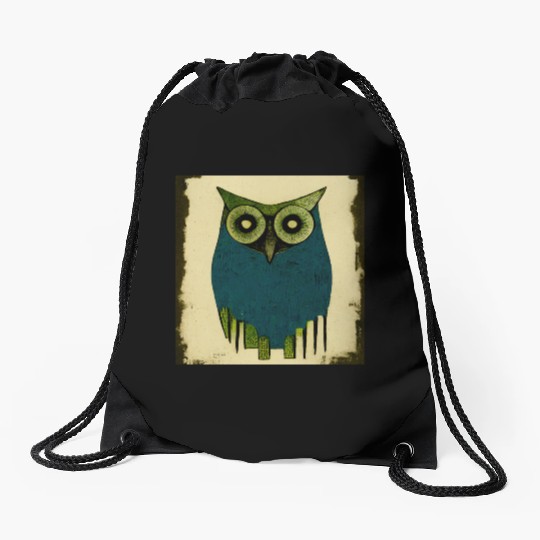 Mod Owl: Woodcut Owl Drawstring Bags
