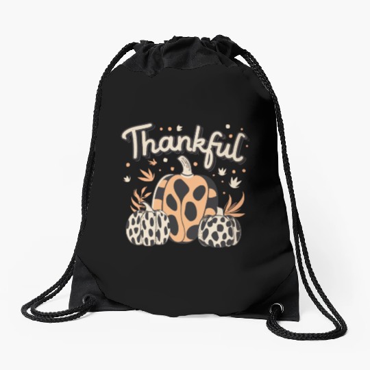 Thankful Thanksgiving Fall Vibes Drawstring Bags