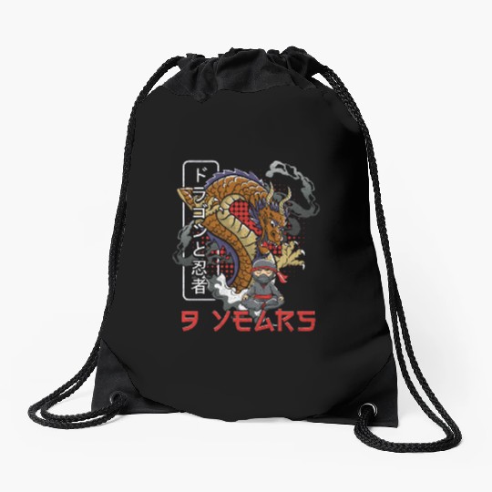 Children birthday ninja 9 years gift Drawstring Bags
