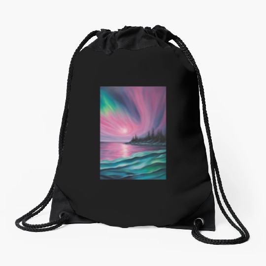 Northern lights Drawstring Bags