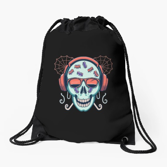 Skull Candy Halloween For Music Drawstring Bags