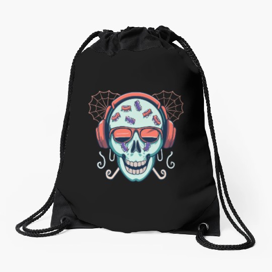 Skull Candy Halloween For Music Drawstring Bags