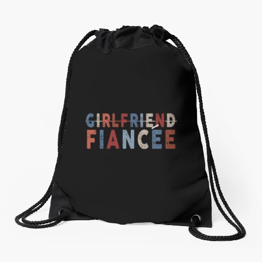 Girlfriend Fiancee Couple Engagement Engaged Drawstring Bags