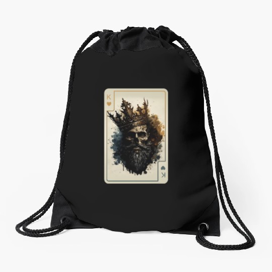 King of Hearts Creepy Card Game Poker Drawstring Bags