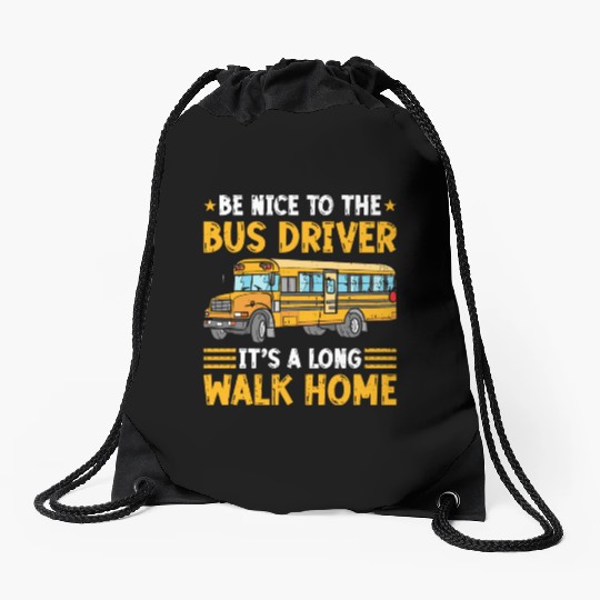 Back To School Funny School Bus Driver Drawstring Bags