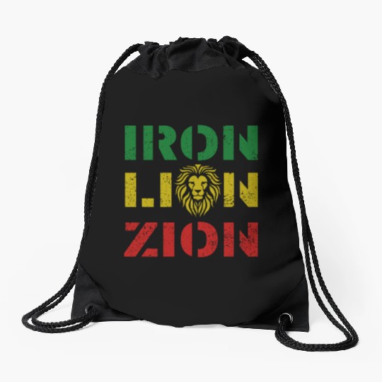iron lion zion Drawstring Bags