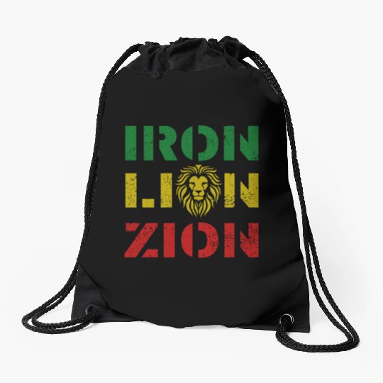 iron lion zion Drawstring Bags