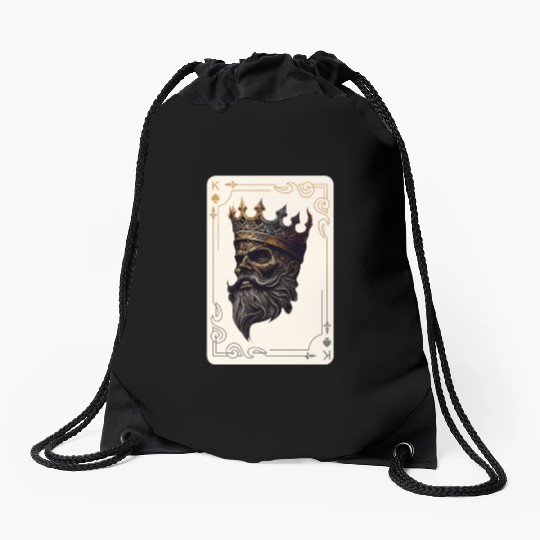 Creepy Card Game King Spades Poker Nightmare Drawstring Bags