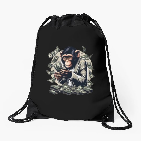 Enterprising monkey - money-counting Drawstring Bags