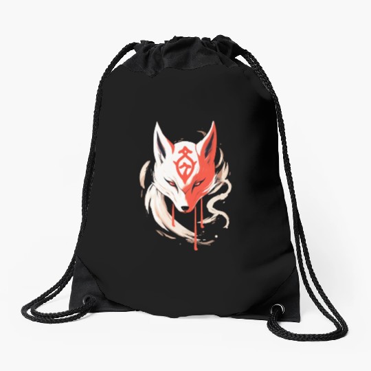 Kitsune Maske Japan Anime Kumiho Fox Samurai Drawstring Bags