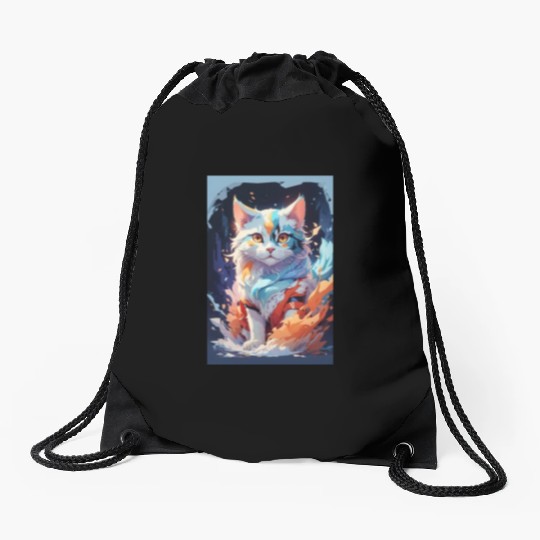 Cute Crystal Fantasy Cat Design Drawstring Bags