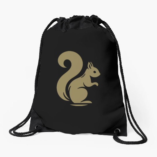 Elegant Squirrel Silhouette: Nature in Shadow Art Drawstring Bags