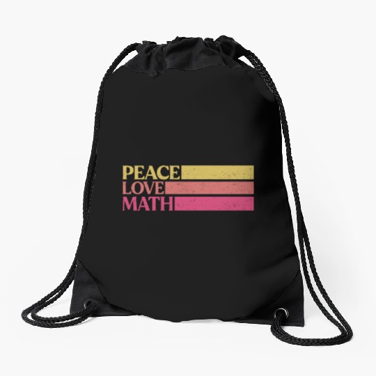 Cute Math Teacher Peace Love Math Drawstring Bags