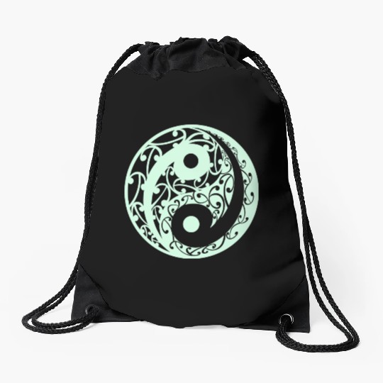 Yin And Yang In A Light Green Colour Drawstring Bags