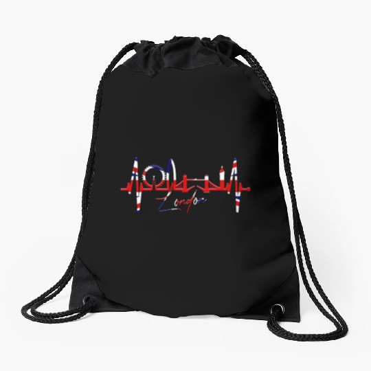 London Skyline Heartbeat England Fan Lover UK Gift Drawstring Bags