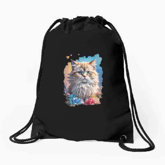 Persian Cat Drawstring Bags
