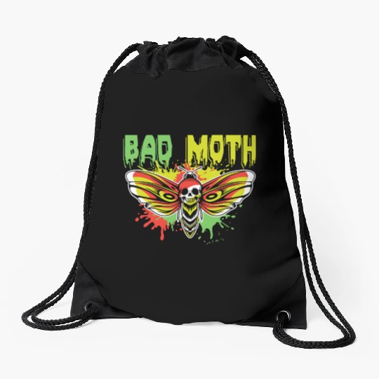 Bad moth | fancy skull colored moth art Drawstring Bags