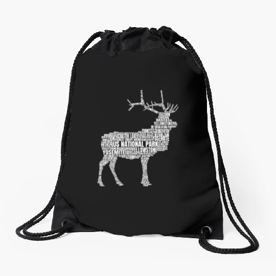 US National Parks Elk Hiking Campground Campingelk Drawstring Bags