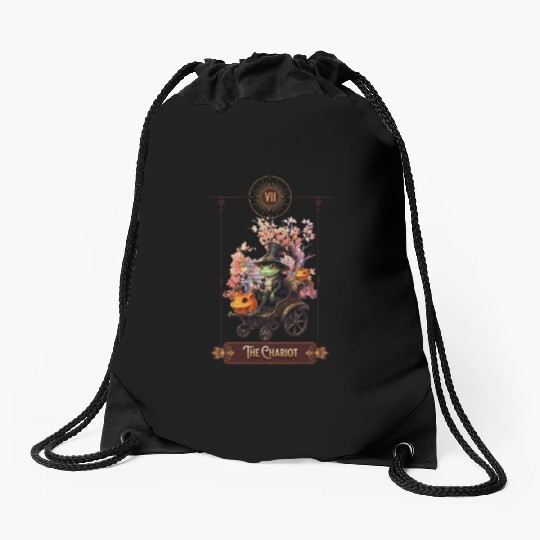 "The Chariot" Frog Tarot Card Drawstring Bags