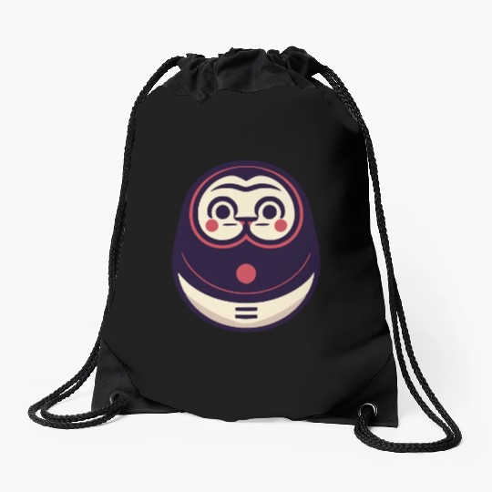 Kawaii Cat Face Daruma Doll Drawstring Bags