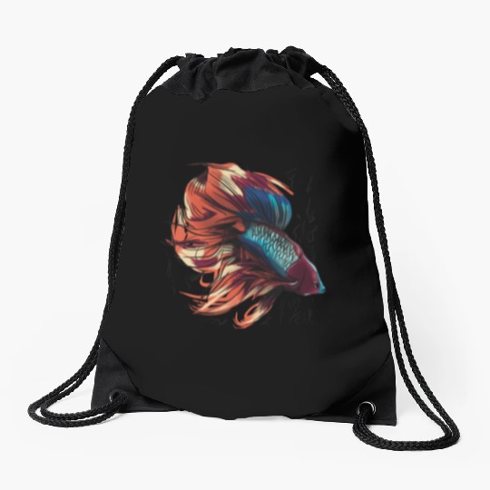 Beta Fish Illustration Drawstring Bags
