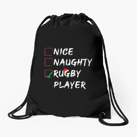 Nice Naughty Rugby Player List , Funny Christmas Drawstring Bags