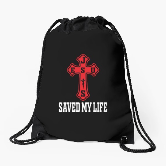 Jesus SavedMy Life Love Jesus Christian Christmas Drawstring Bags