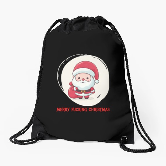Cute Bad Santa Drawstring Bags