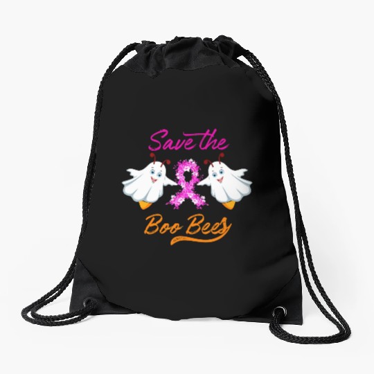 Breast Cancer Halloween Save The Boo Bees Drawstring Bags