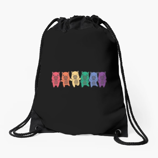 Rainbow Capybara Flag Pride Lgbtq Cute Animals Drawstring Bags