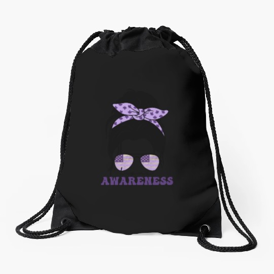 In May We Wear Purple Retro Lupus Awareness Month Drawstring Bags