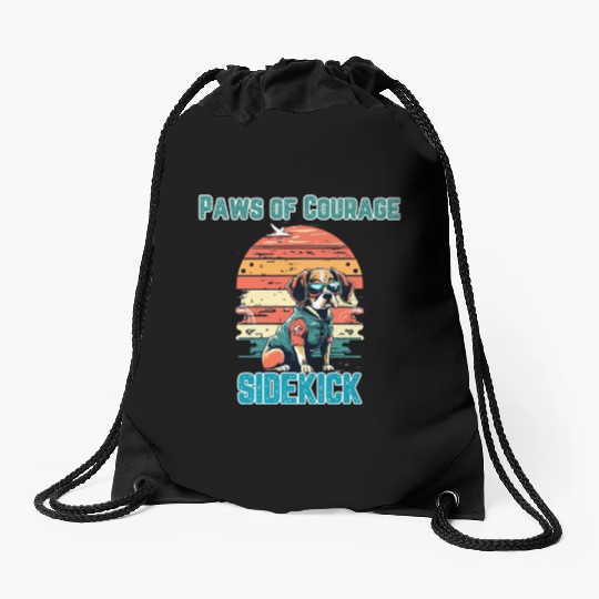 Courageous Canine Companion Drawstring Bags