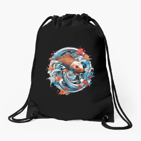 Koi Fish Koi Carp Japanese Koi Garden-Pond Koi Drawstring Bags