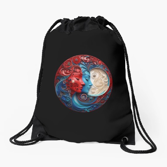 Ceramic Good Evil Contrast Moon Drawstring Bags