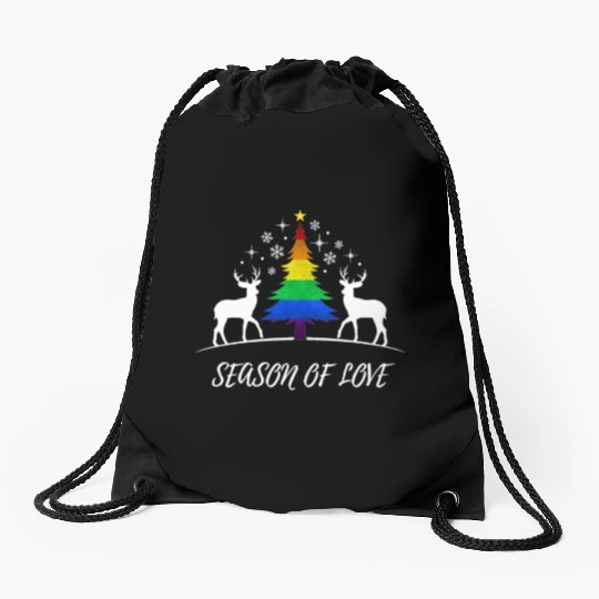 Gay Christmas Tree Gay Couple Season Of Love Drawstring Bags