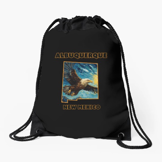 New Mexico - Eagle Drawstring Bags