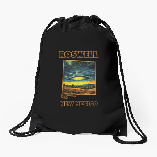 New Mexico Roswell - Alien Saucer Drawstring Bags