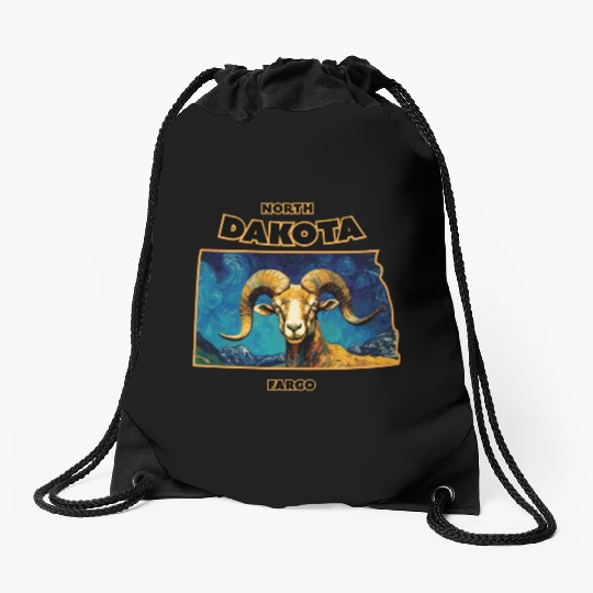 North Dakota - Sheep Drawstring Bags
