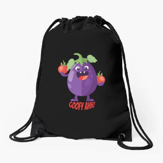 Eggplant Tomato Party Goofy Ahh Drawstring Bags